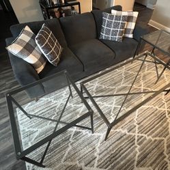Sofa Couch And 3 Glass Tables Included