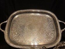 Antique 1898 Wilcox Silver Plate Tea Coffee Set, Paisley Pattern