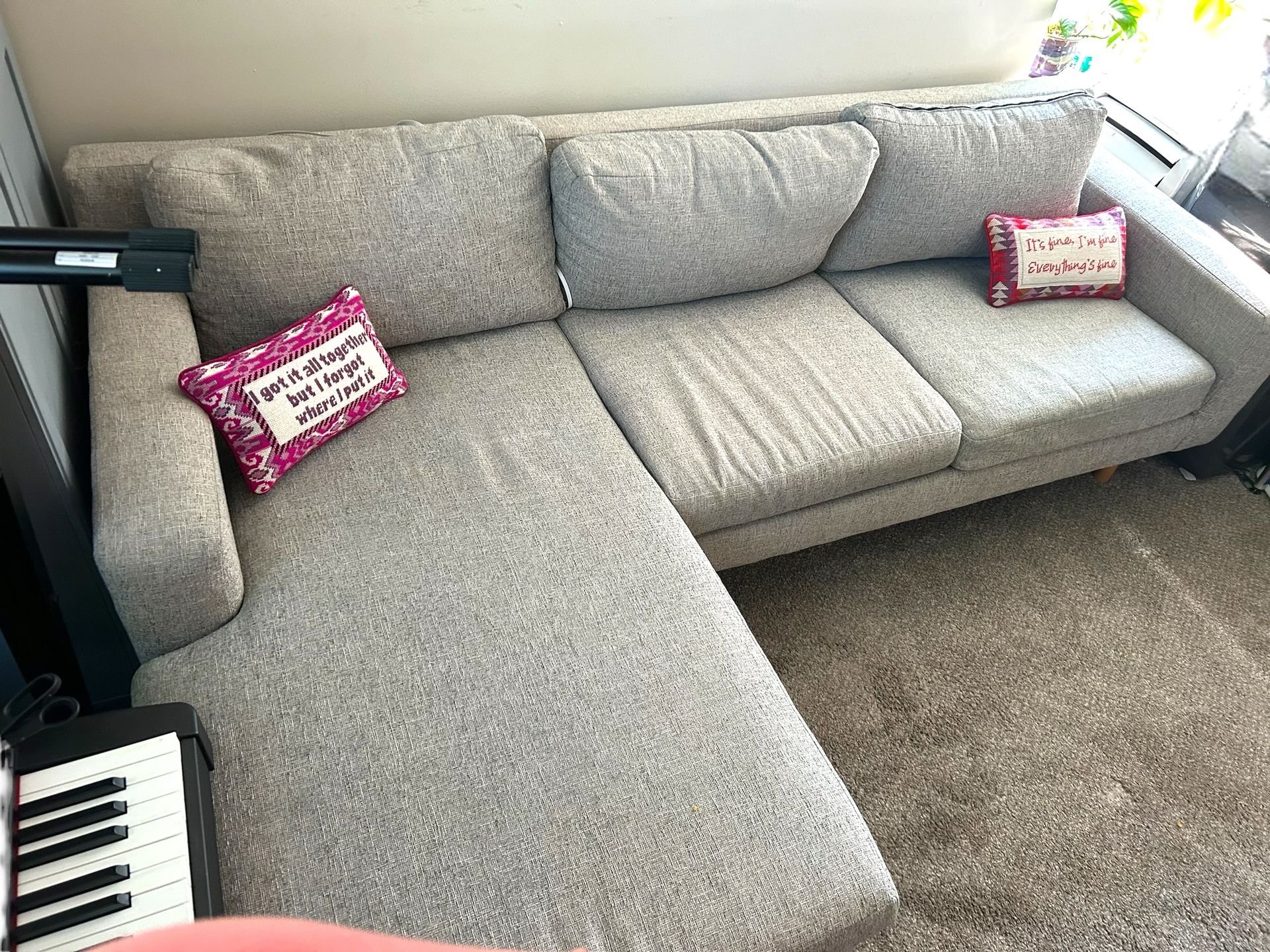 West elm Couch sofa- Eddy 2-Piece Reversible Sectional Tweed