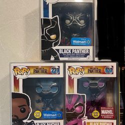 Black Panther Funko Pop Set *MINT* Target Walmart Exclusive GITD Marvel 273 with protector 612 Wakanda Forever Tchalla 130 Glow