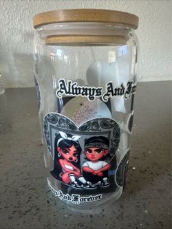Always And Forever Glass tumbler Cup with Bamboo Lid