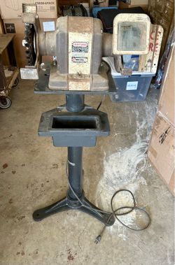 Vtg Craftsman Split Phase Grinder on Clark Cast Iron Stand