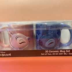 NEW Disney -  Lilo & Stitch - 3D Large Ceramic 20 Oz Mug Set - Angel And Stitch