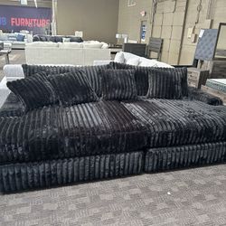 Big Soft Black Sectional Couch