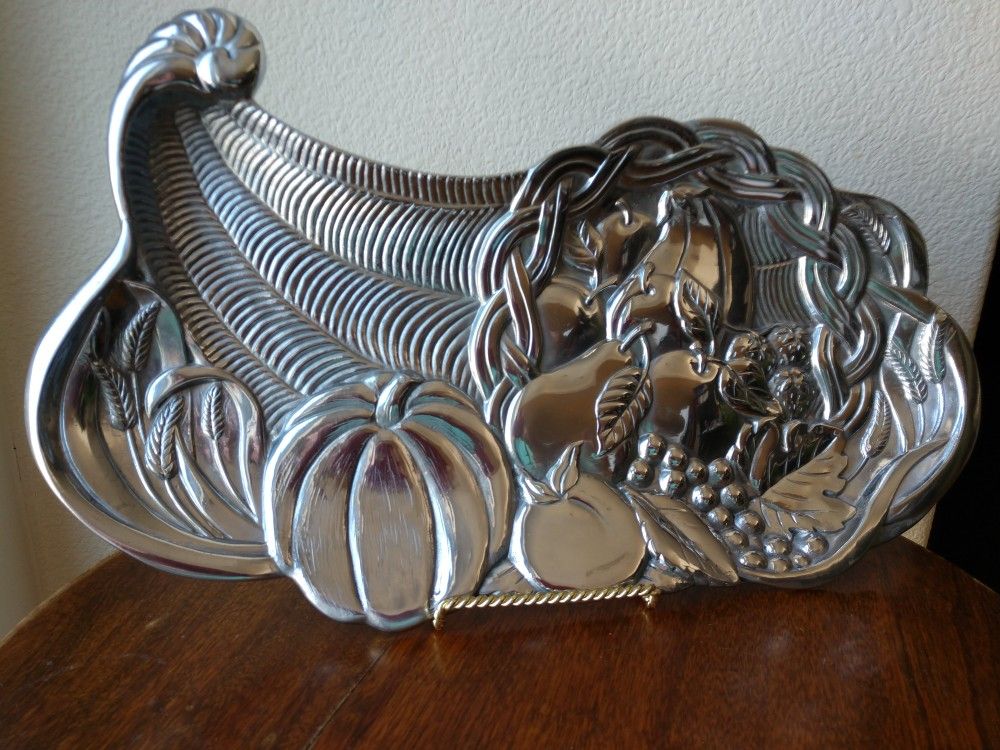 Lenox Cornucopia Metal Serving Tray- Thanksgiving Horn of Plenty - NIB