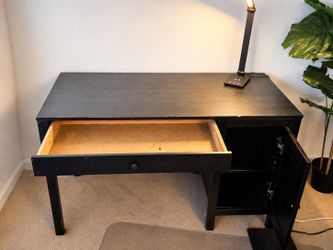 Black Computer Desk with Drawer & Storage Cabinet