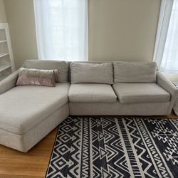 West Elm Trapez Sofa Light Grey/beige