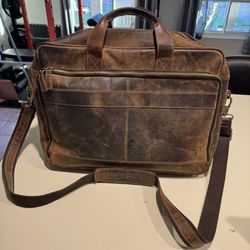 Leather Briefcase Messenger Bag / Laptop Bag