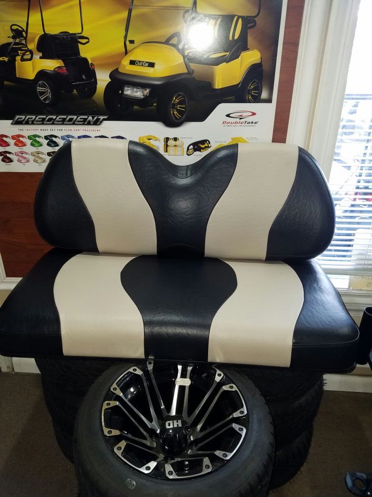 Club Car Precedent Golf Cart Seats Black & Cream