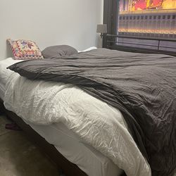 Queen Sized Bed (Mattress, Box Spring, Wooden Bottom)