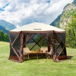 VEVOR Pop Up Gazebo Tent, Pop-Up Screen Tent 6 Sided Canopy Sun Shelter with 6 Removable Privacy Wind Cloths & Mesh Windows, 11.5x11.5FT Quick Set Scr