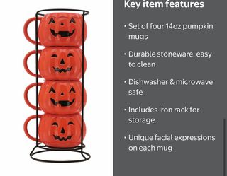 🎃Jack-O-Lantern Pumpkin Mug Set with Rack
