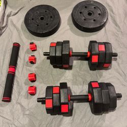 WEIGHT BAR + DUMBBELLS 