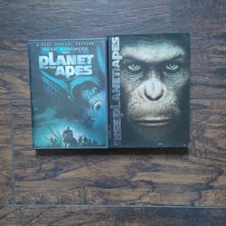 PLANET OF THE APES DVD MOVIES SET OF 2 FOR $15.00 IN GREAT CONDITION (ONE MISSING INSERTS)