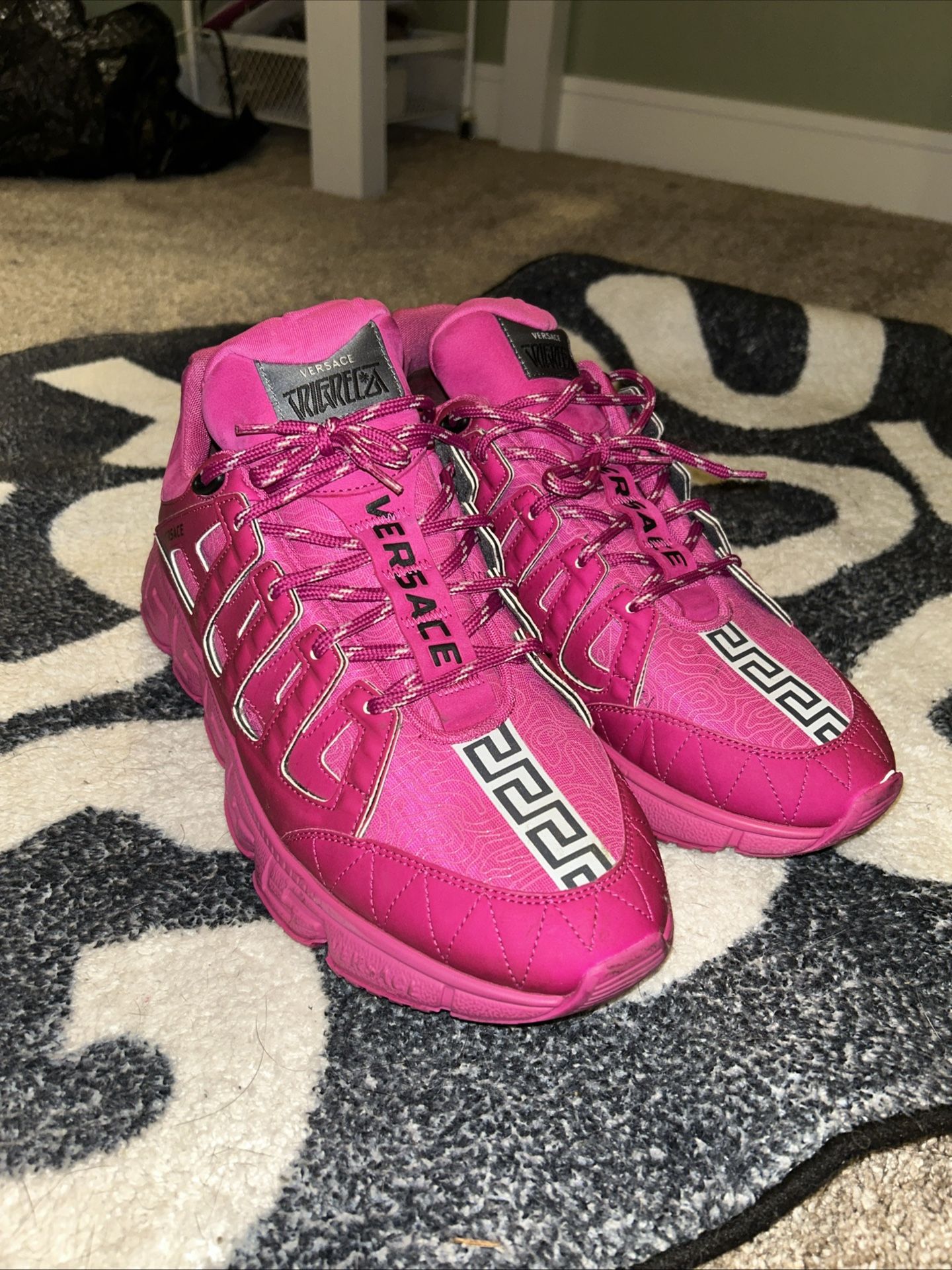 Versace Trigreca Fuchsia Black Men’s Sneakers Size 46 or Size 13 US