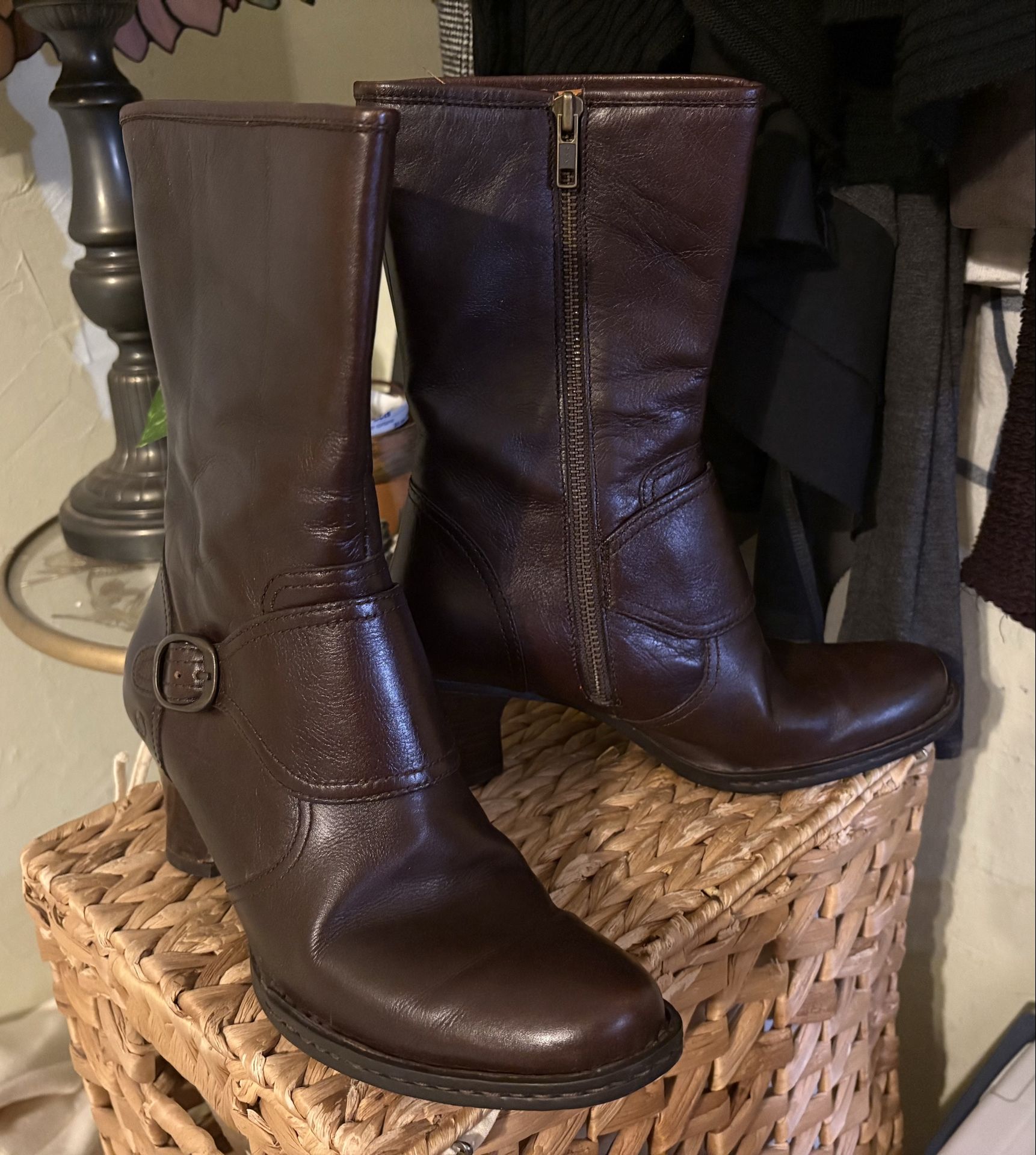 Born Leather Madarin Calf-high Boot, size 8