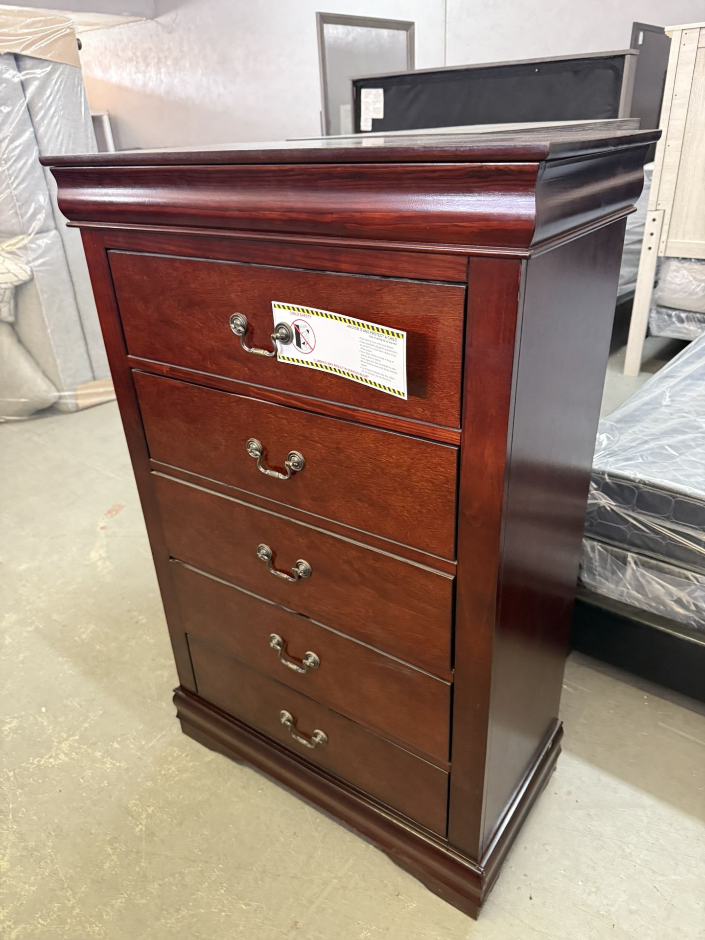 5 Drawer Cherry Brown Chest