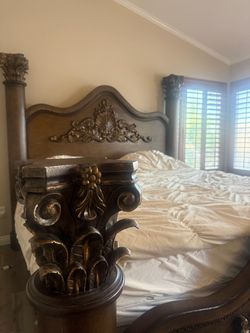 Brown heavy wood luxury King bed