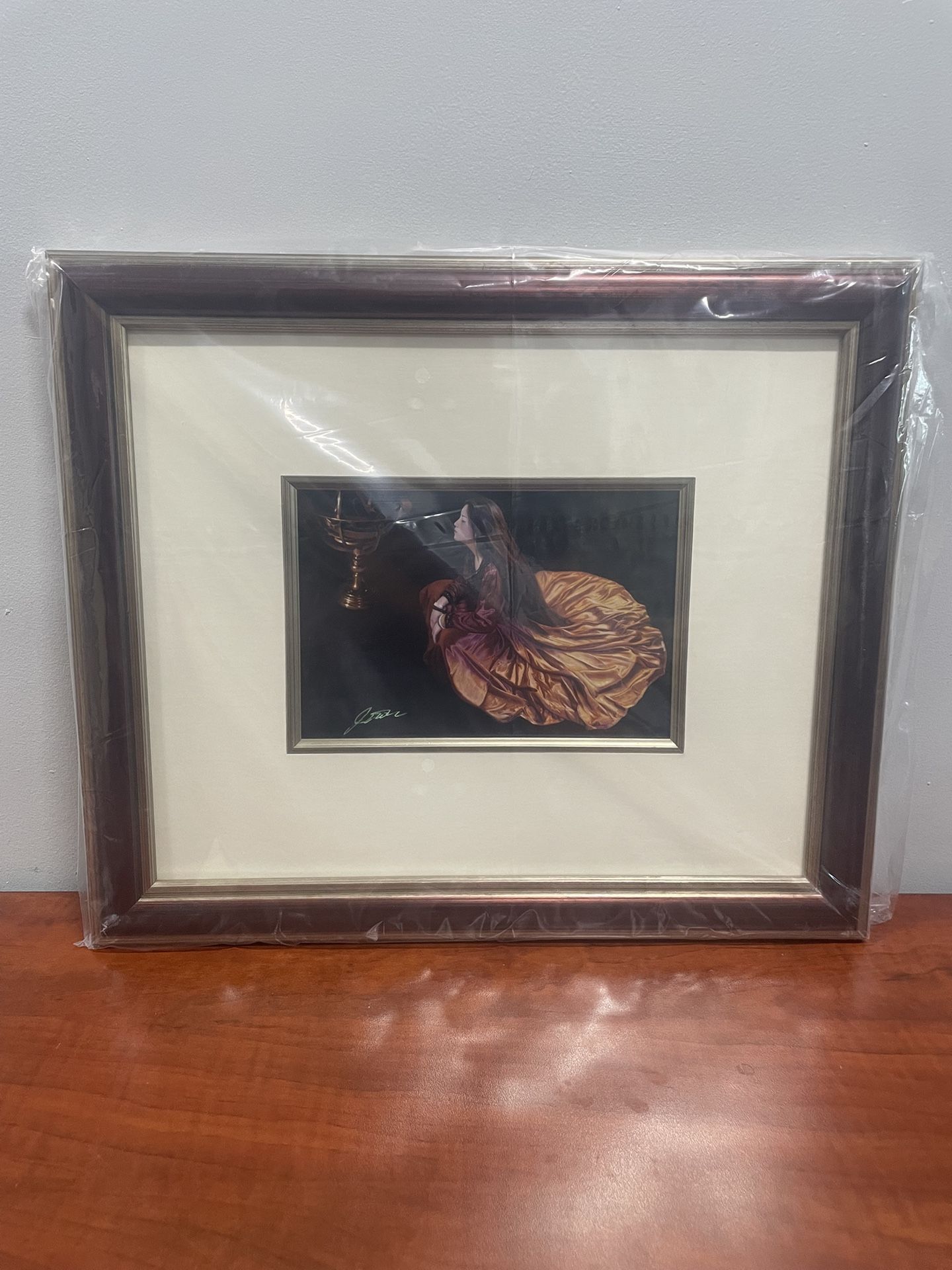 Elegant Wood Framed Chinese Art Print Woman With Long Hair