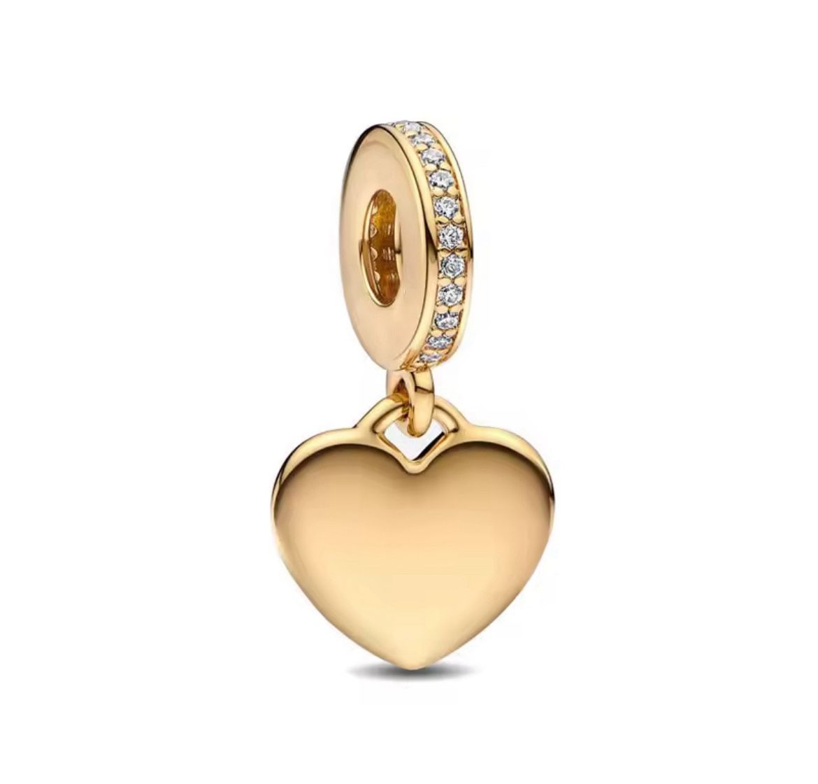 14K Gold Plated Sterling Silver Engravable Heart Tag Dangle Charm