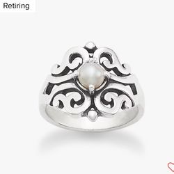 Retiring James Avery Spanish Lace Cultured Pearl Ring size 7