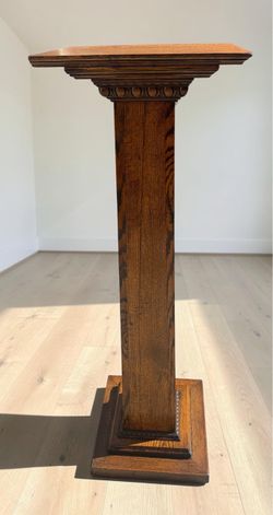 Tall Vintage Quarter Sawn Oak Pedal Stand - 16x12x49