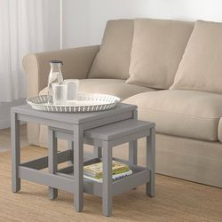Side Table, Nest of Tables, Set of 2, Grey