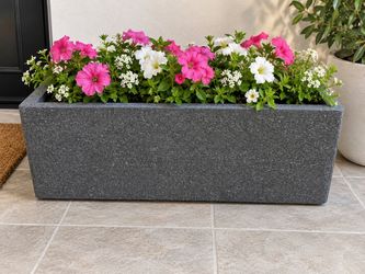 24" Rectangular Indoor Outdoor Planter, Light Gray