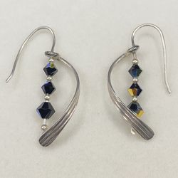 Sterling Silver Swirl Beaded Earrings 