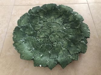 Majolica Vintage Italian Green Leaves Salad Plate 