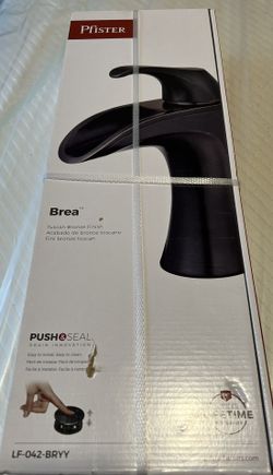 Pfister-Brea Single Handle Single Hole Bathroom Faucet with Deckplate in Tuscan Bronze