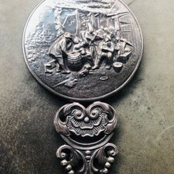Vintage Silver Personal Mirror Denmark Marked 