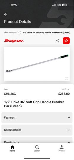1/2 snap on breaker bar