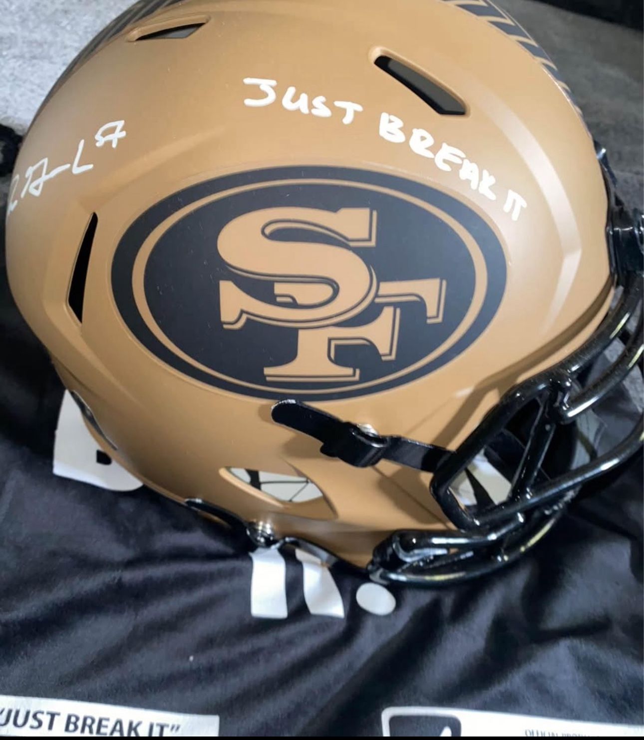 DRE GREENLAW SIGNED AUTOGRAPHED 49ERS FULL SIZE SPEED REPLICA HELMET BAS COA