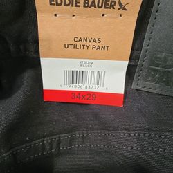 Men's Black Canvas Eddie Bauer Utility Pant 34 × 29