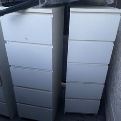 Set of 3  Tall Vertical 5-Drawer Chest Dresser Clothes Storage Organizer Units for Bedroom - White - 5- drawer - Tall Furniture Cabinet