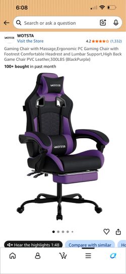 WOTSTA Gaming Chair Black and Purple