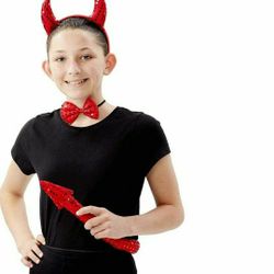 Costume Devil Kit for Girls or Women with Tail Ears and Bow Tie Halloween Costume Devil Accessory