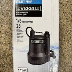 Everbilt 1/6 Horsepower Submersible Utility Pump - New - Open Box