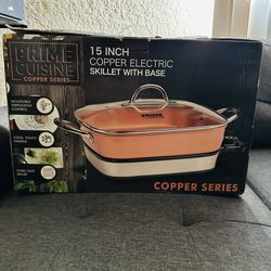 15 Inch Copper Electric Skillet With Base