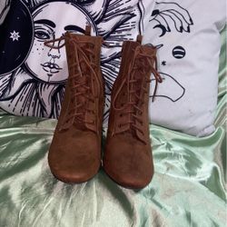 Forever 21 Chestnut Brown Heeled Booties Size 8.5
