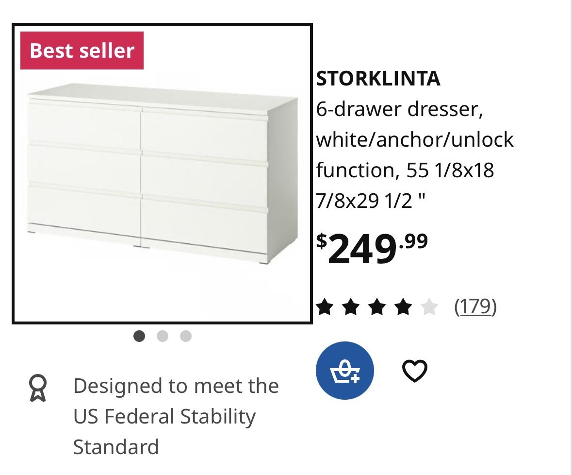 IKEA STORKLINTA 6-Drawer Dresser