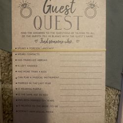 Engagement, Bridal Or Wedding Party Game Cards 