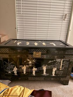 Vintage Black China Storage Chest