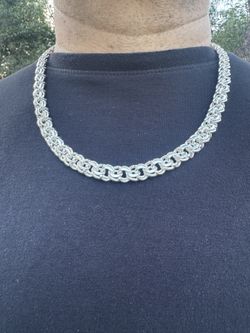 Plata 925 Cadena Tejido Chino Largo 24 Pulgadas. 