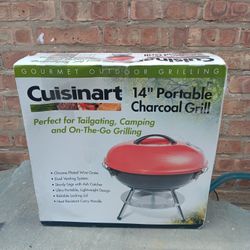 New In Box  CUISINART 14" Portable Table Charcoal Grill 