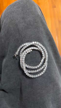 Silver Moissanite Tennis Chain Necklace