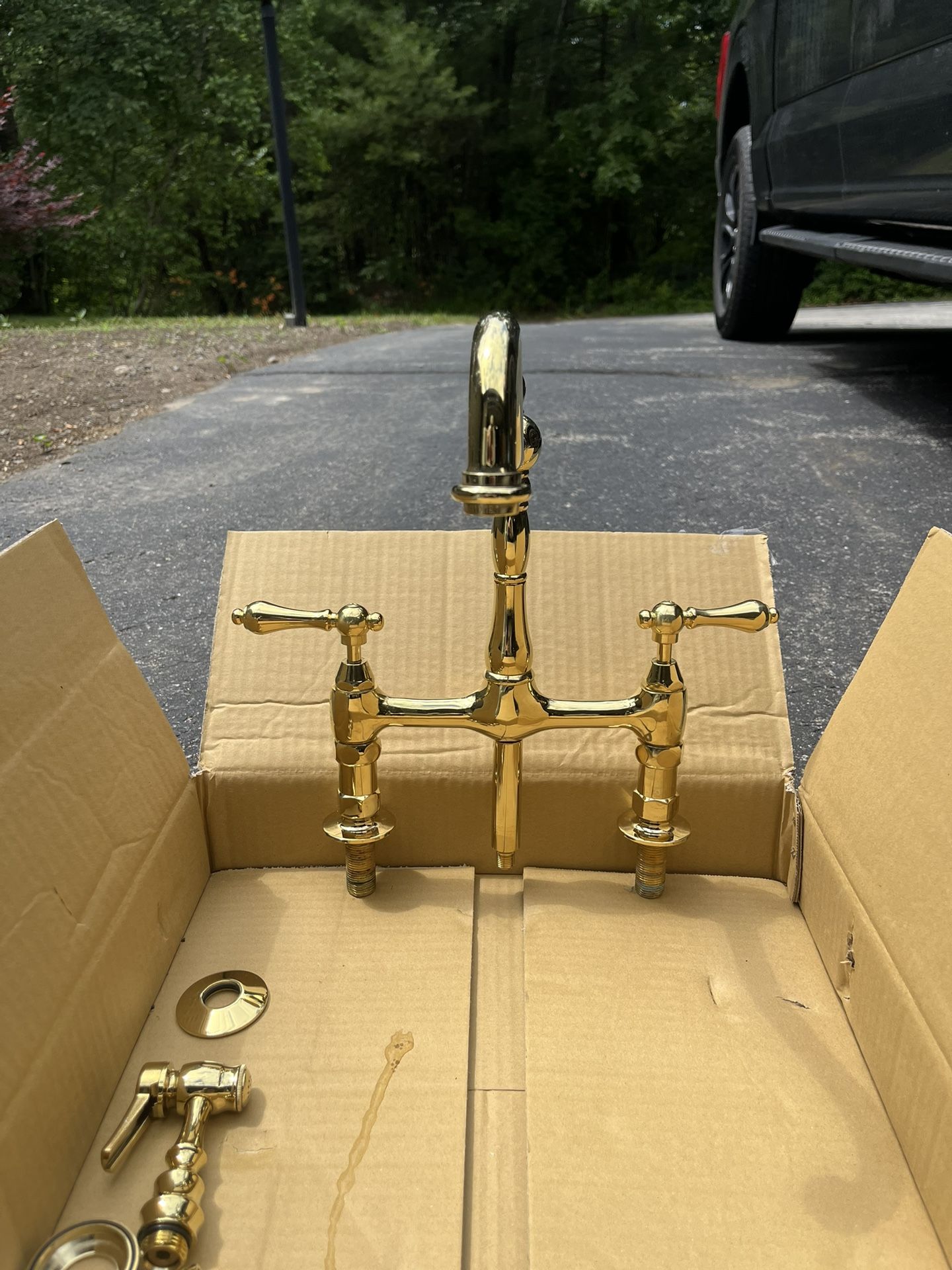 Vintage Brass Kitchen Sink With Sprayer