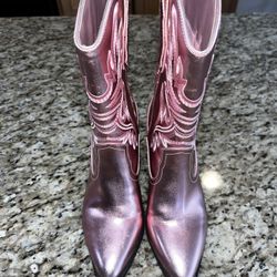 Forever 21 Metallic Pink Cowgirl Boots