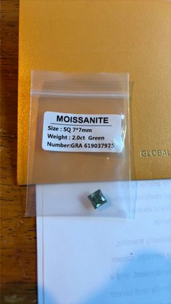 Green Moissanite Loose Stone 2.0ct Square Cut